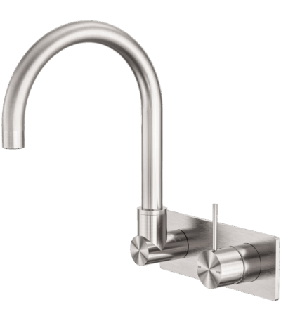 Nero Mecca Wall Basin/Bath Mixer Swivel Spout Handle Up Brushed Nickel | NR221910PBN