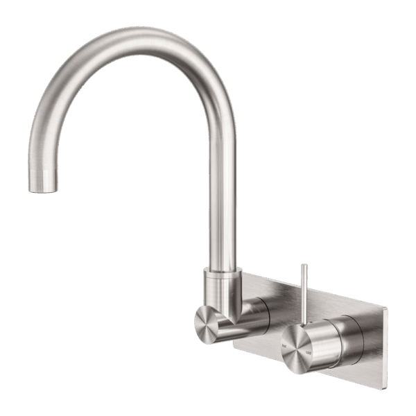Nero Mecca Wall Basin/Bath Mixer Swivel Spout Handle Up Brushed Nickel | NR221910PBN