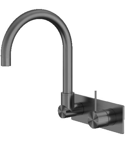 Nero Mecca Wall Basin/Bath Mixer Swivel Spout Handle Up Gun Metal | NR221910PGM