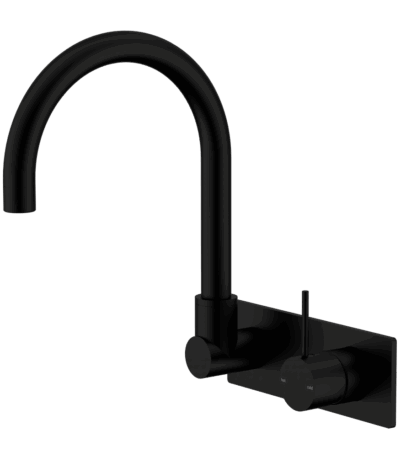 Nero Mecca Wall Basin/Bath Mixer Swivel Spout Handle Up Matte Black | NR221910PMB