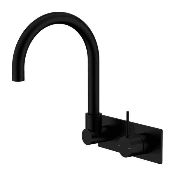 Nero Mecca Wall Basin/Bath Mixer Swivel Spout Handle Up Matte Black | NR221910PMB