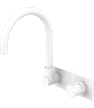 Nero Mecca Wall Basin/Bath Mixer Swivel Spout Handle Up Matte White | NR221910PMW