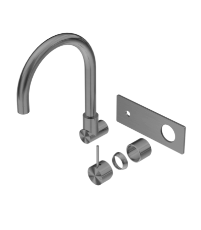 Nero Mecca Wall Basin/Bath Mixer Swivel Spout Handle Up Trim Kits Only Gun Metal | NR221910PTGM