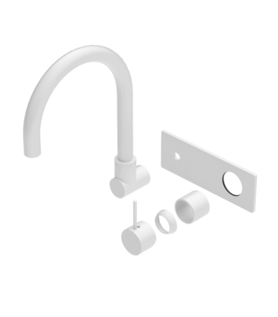 Nero Mecca Wall Basin/Bath Mixer Swivel Spout Handle Up Trim Kits Only Matte White | NR221910PTMW