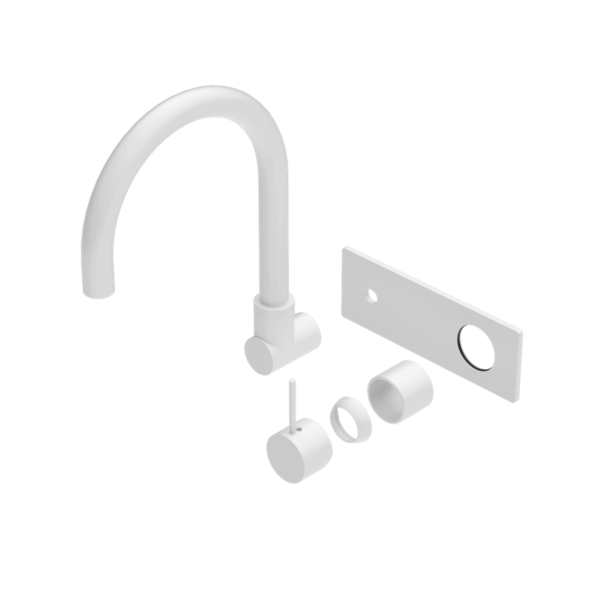 Nero Mecca Wall Basin/Bath Mixer Swivel Spout Handle Up Trim Kits Only Matte White | NR221910PTMW