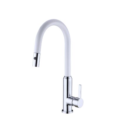 Nero Pearl Pull Out Sink Mixer With Vegie Spray Function Chrome White | NR231708CW