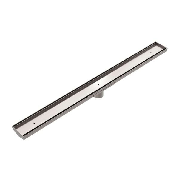 Nero Tile Insert V Channel Floor Grate 50mm Outlet With Hole Saw Brushed Nickel | NRFG002HSBN