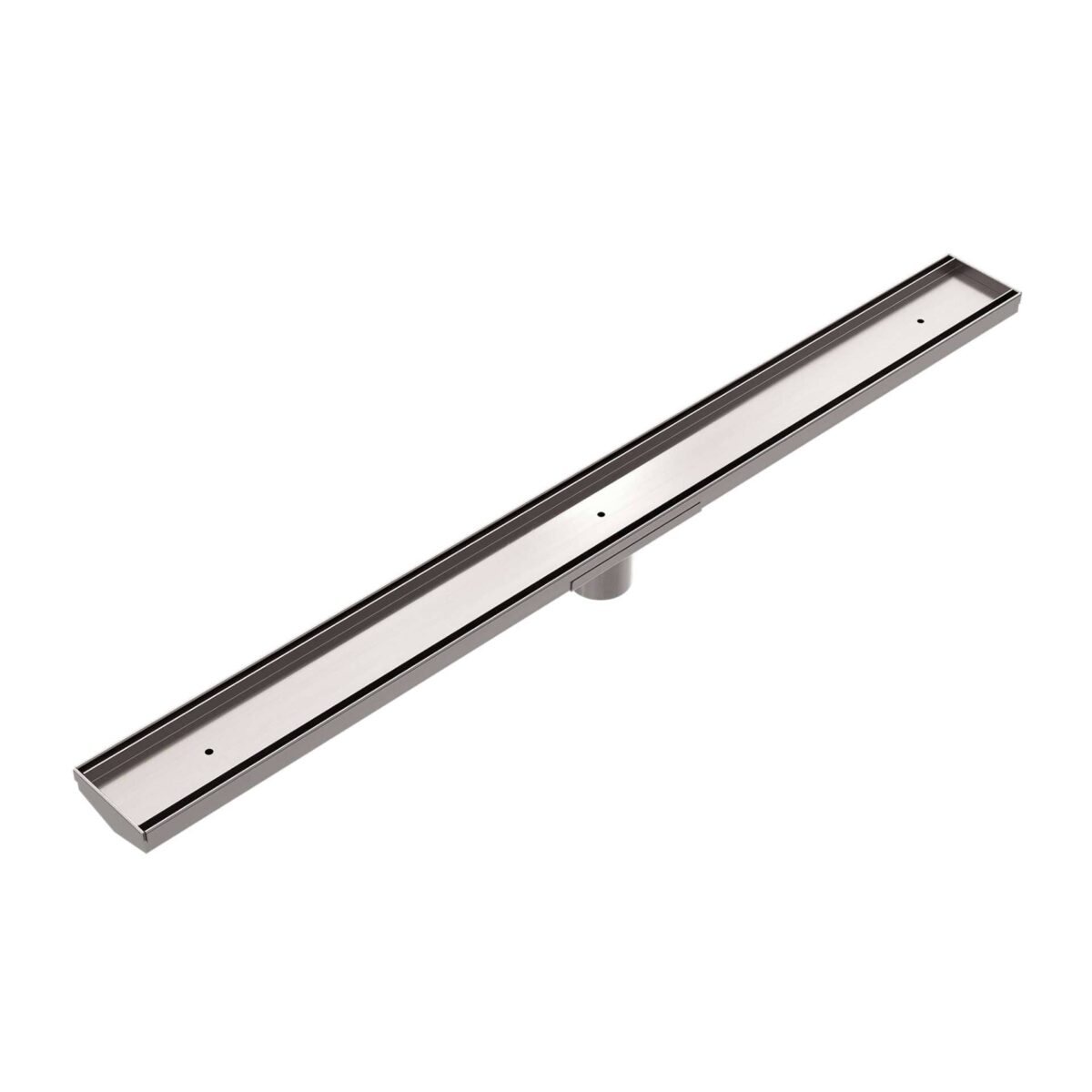 Nero Tile Insert V Channel Floor Grate 50mm Outlet With Hole Saw Brushed Nickel | NRFG002HSBN