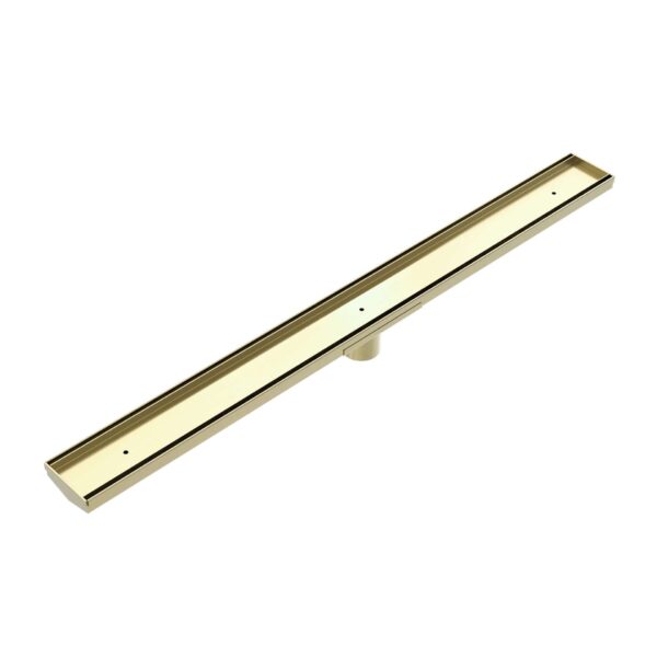 Nero Tile Insert V Channel Floor Grate 50mm Outlet With Hole Saw Brushed Gold | NRFG002HSBG