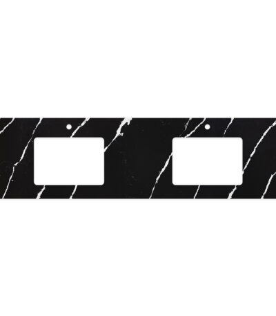 Nero Vena Silica Free Stone Top, Rectangular Full Depth with Double Undermount Basin Hole & Tap Holes, 1800mm