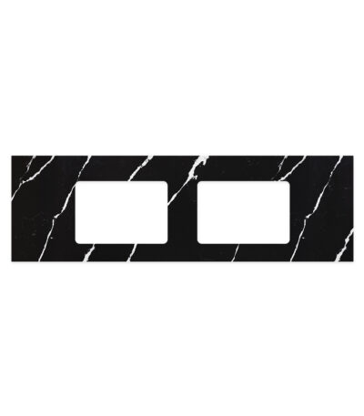 Nero Vena Silica Free Stone Top, Rectangular Full Depth with Double Undermount Basin Holes, 1500mm
