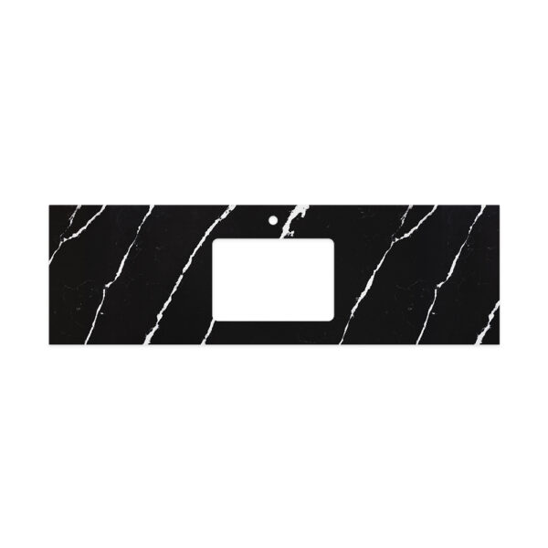 Nero Vena Silica Free Stone Top, Rectangular Full Depth with Single Undermount Basin Hole & Tap Hole, 1500mm