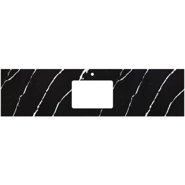 Nero Vena Silica Free Stone Top, Rectangular Full Depth with Single Undermount Basin Hole & Tap Hole, 1800mm