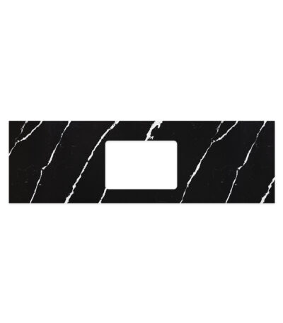 Nero Vena Silica Free Stone Top, Rectangular Full Depth with Single Undermount Basin Hole, 1500mm