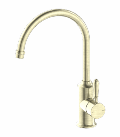 Nero York Kitchen Mixer Gooseneck Spout With Metal Lever Aged Brass | NR69210602AB