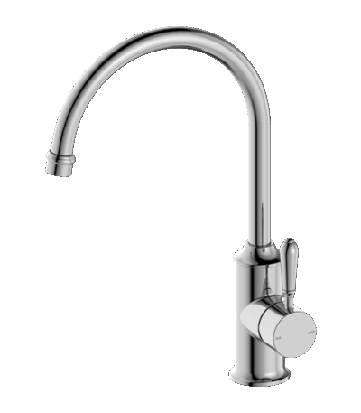 Nero York Kitchen Mixer Gooseneck Spout With Metal Lever Chrome | NR69210602CH