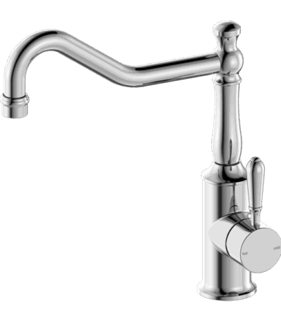 Nero York Kitchen Mixer Hook Spout With Metal Lever Chrome | NR69210702CH