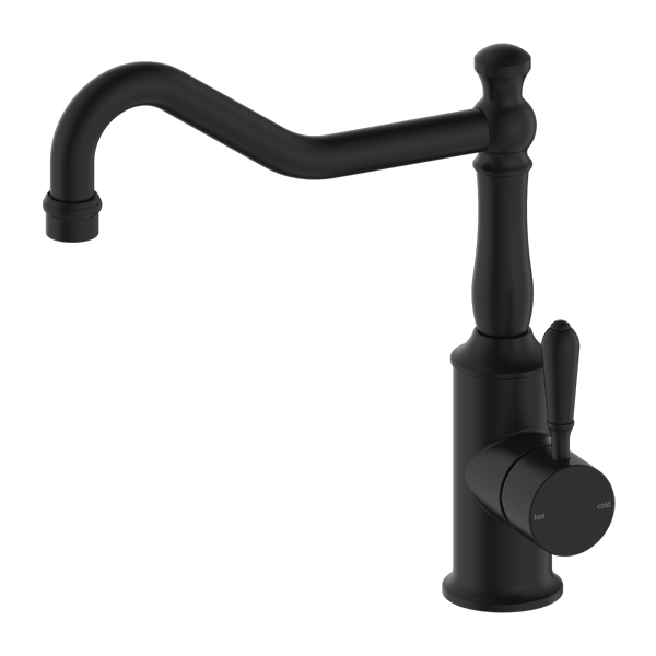 Nero York Kitchen Mixer Hook Spout With Metal Lever Matte Black | NR69210702MB