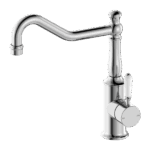 Nero York Kitchen Mixer Hook Spout With White Porcelain Lever Chrome | NR69210701CH