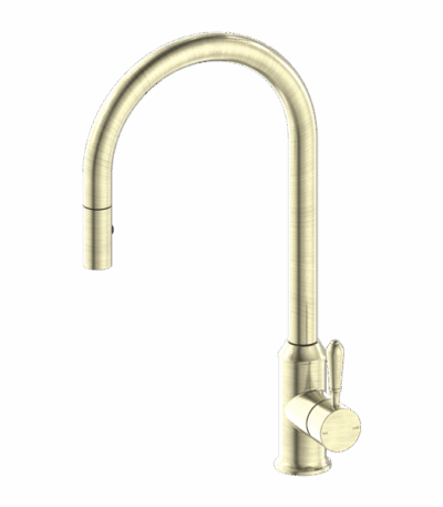 Nero York Pull Out Sink Mixer With Vegie Spray Function With Metal Lever Aged Brass | NR69210802AB