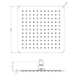 NORICO SR02 CAVALLO ULTRA THIN SHOWER HEAD 250MM CHROME AND MATTE BLACK - Urban Designs Bathroom and Kitchen