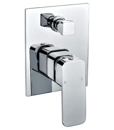 Nova Round Cornered Rectangle Handle Wall Mixer With Diverter | PSR3002SB