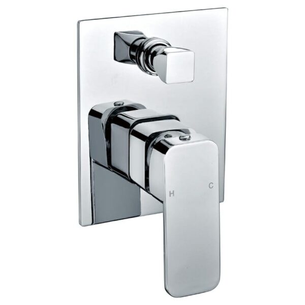 Nova Round Cornered Rectangle Handle Wall Mixer With Diverter | PSR3002SB