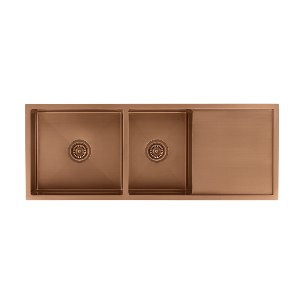 Ontario Double Kitchen Sink - Brushed Copper