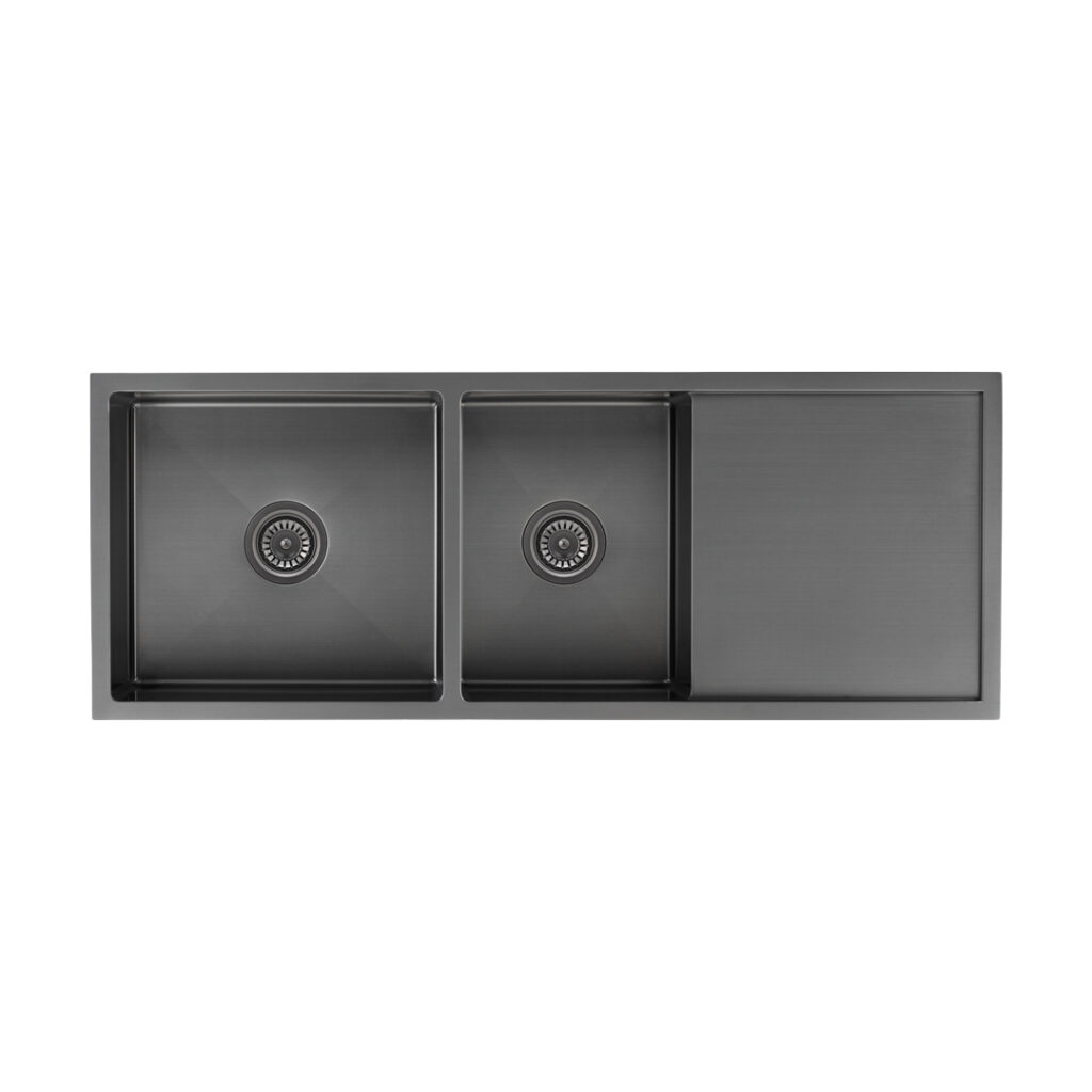 Ontario Double Kitchen Sink - Brushed Gunmetal