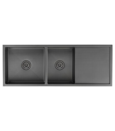 Ontario Double Kitchen Sink - Brushed Gunmetal