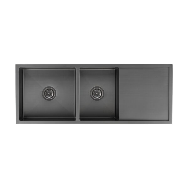 Ontario Double Kitchen Sink - Brushed Gunmetal