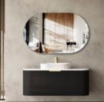 OTTI BO1200B BONDI CURVE WALL HUNG VANITY 1200 BLACK OAK - Urban Designs Bathroom and Kitchen