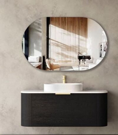 OTTI BO1200B BONDI CURVE WALL HUNG VANITY 1200 BLACK OAK - Urban Designs Bathroom and Kitchen