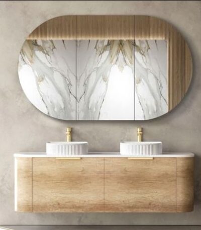 OTTI BO1500N BONDI CURVE WALL HUNG VANITY 1500 NATURAL OAK - Urban Designs Bathroom and Kitchen