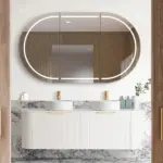 OTTI BO1500W BONDI FLUTED CURVE WALL HUNG VANITY 1500 SATIN WHITE - Urban Designs Bathroom and Kitchen