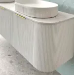 OTTI BO1500W BONDI FLUTED CURVE WALL HUNG VANITY 1500 SATIN WHITE - Urban Designs Bathroom and Kitchen