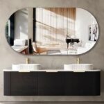 OTTI BO1800B BONDI CURVE WALL HUNG VANITY 1800 BLACK OAK - Urban Designs Bathroom and Kitchen