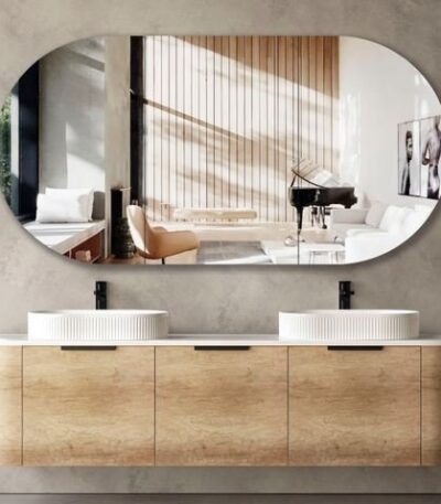 OTTI BO1800N BONDI CURVE WALL HUNG VANITY 1800 NATURAL OAK - Urban Designs Bathroom and Kitchen