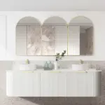 OTTI BO1800W BONDI FLUTED CURVE WALL HUNG VANITY 1800 SATIN WHITE - Urban Designs Bathroom and Kitchen