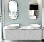 OTTI BO1800W BONDI FLUTED CURVE WALL HUNG VANITY 1800 SATIN WHITE - Urban Designs Bathroom and Kitchen