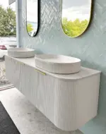 OTTI BO1800W BONDI FLUTED CURVE WALL HUNG VANITY 1800 SATIN WHITE - Urban Designs Bathroom and Kitchen