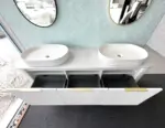 OTTI BO1800W BONDI FLUTED CURVE WALL HUNG VANITY 1800 SATIN WHITE - Urban Designs Bathroom and Kitchen