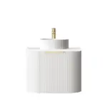 OTTI BO600W BONDI FLUTED CURVE WALL HUNG VANITY 600 SATIN WHITE - Urban Designs Bathroom and Kitchen