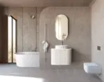 OTTI BO600W BONDI FLUTED CURVE WALL HUNG VANITY 600 SATIN WHITE - Urban Designs Bathroom and Kitchen