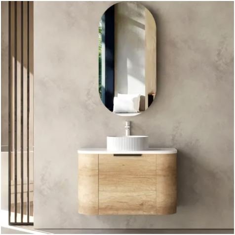 OTTI BO750N BONDI CURVE WALL HUNG VANITY 750 NATURAL OAK - Urban Designs Bathroom and Kitchen