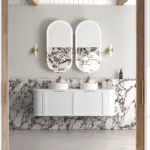 OTTI BOH1500W HAMPSHIRE CURVE WALL HUNG VANITY 1500 SATIN WHITE - Urban Designs Bathroom and Kitchen
