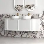 OTTI BOH1500W HAMPSHIRE CURVE WALL HUNG VANITY 1500 SATIN WHITE - Urban Designs Bathroom and Kitchen