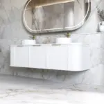 OTTI BOH1800W HAMPSHIRE CURVE WALL HUNG VANITY 1800 SATIN WHITE - Urban Designs Bathroom and Kitchen