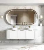OTTI BOH1800W HAMPSHIRE CURVE WALL HUNG VANITY 1800 SATIN WHITE - Urban Designs Bathroom and Kitchen