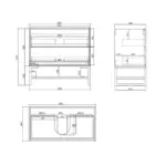 OTTI BS900W BOSTON BEVEL EDGE WALL HUNG VANITY 900 MATTE WHITE - Urban Designs Bathroom and Kitchen